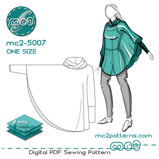 Circle Poncho Cowl-neck High-cuff / mc2-5007