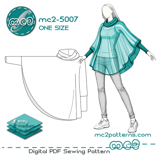 Circle Cape-Poncho Cowl-neck High-cuff / mc2-5007