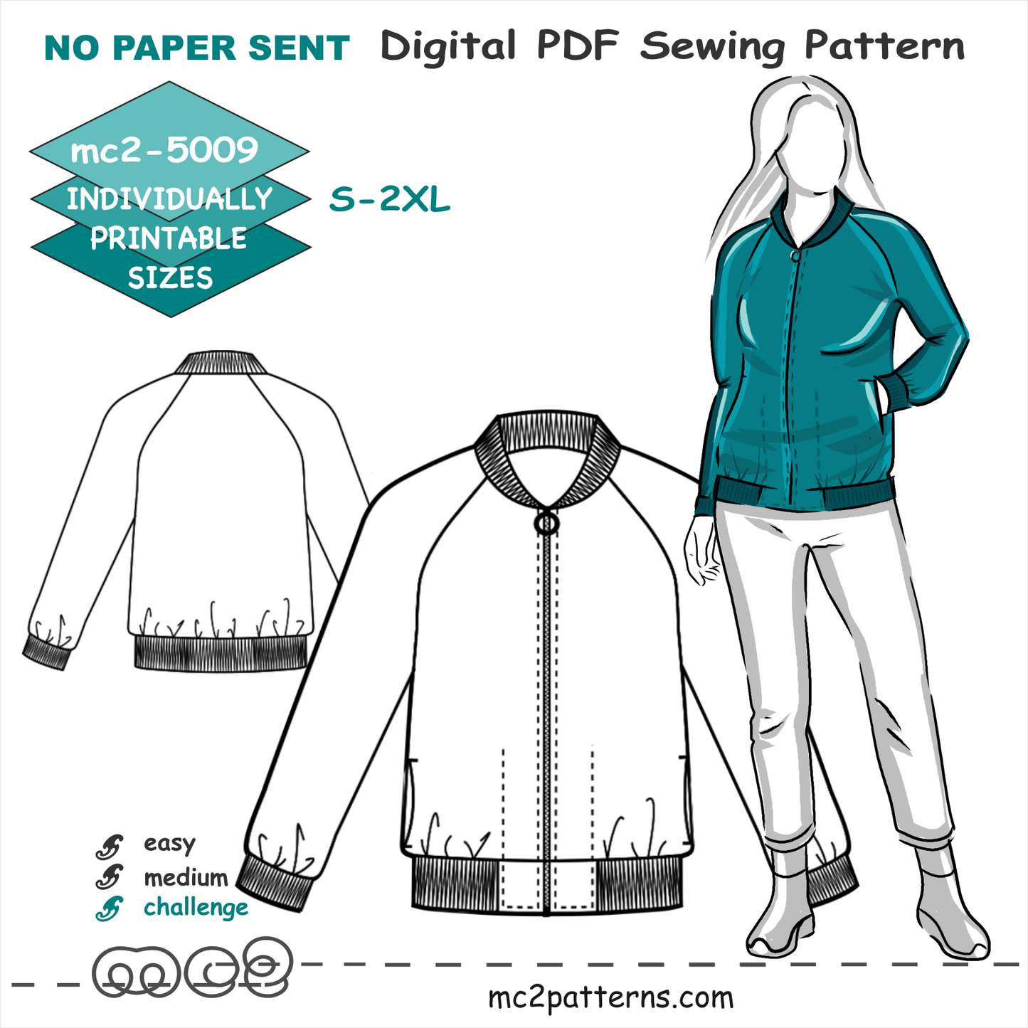 Classic Bomber Jacket, Raglan Sleeves / NO-lining / mc2-5009