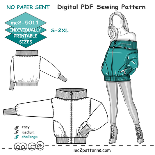 Off-shoulder Bomber Jacket / NO Lining / mc2-5011