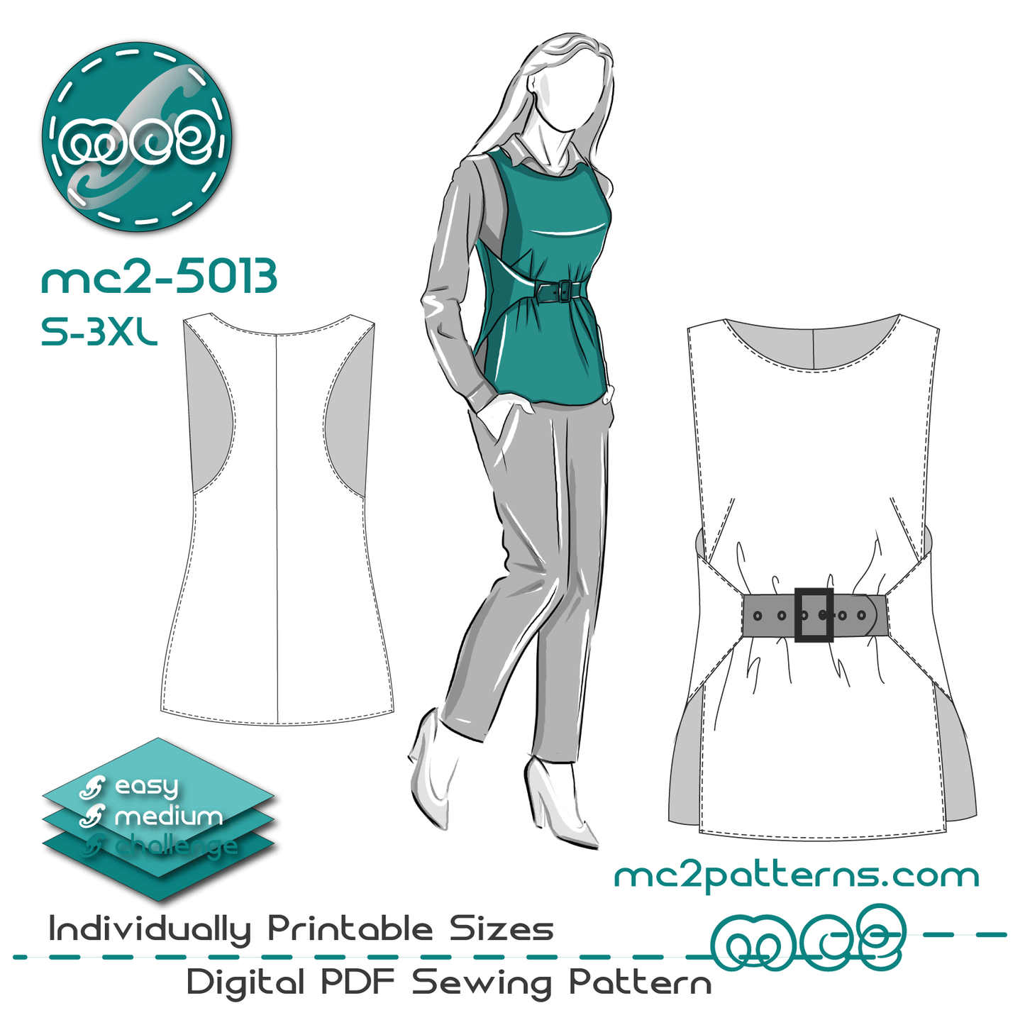 Stylish Tabard Vest Racer-back / NO-lining / mc2-5013