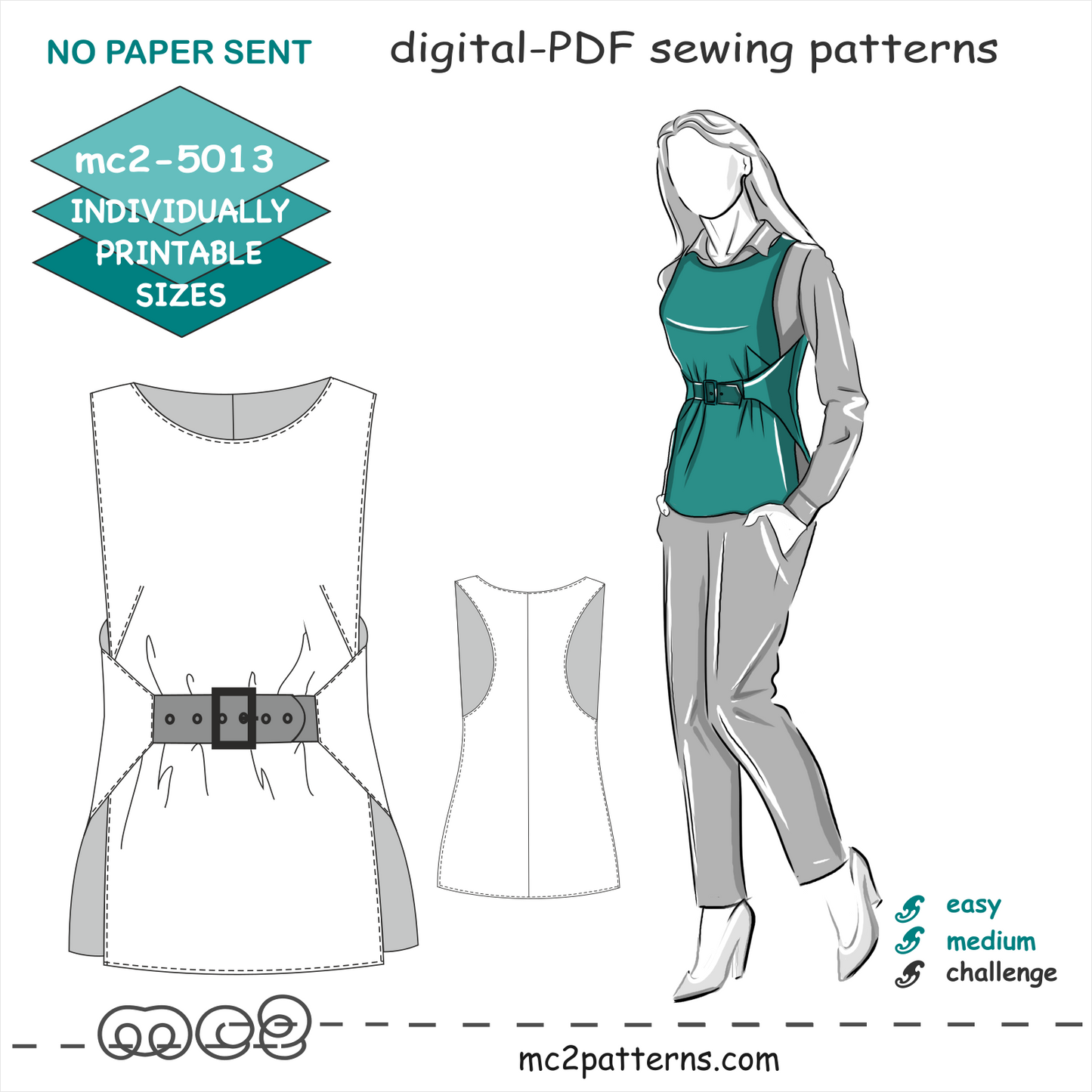 Stylish Tabard Vest Racer-back NO-lining