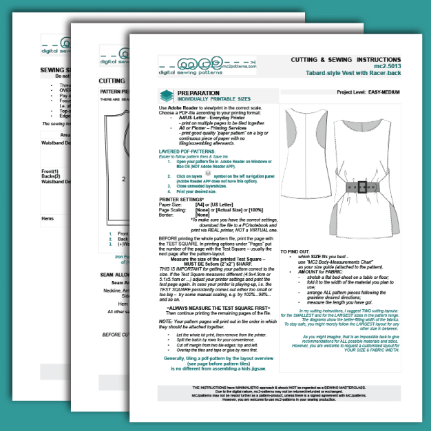 Stylish Tabard Vest Racer-back NO-lining