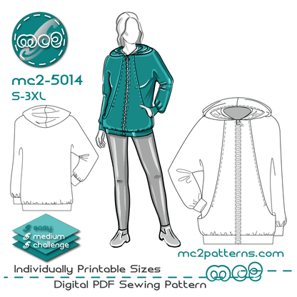 Zip-Up Hoodie Jacket Loose-Fit Jersey / NO-Lining / mc2-5014