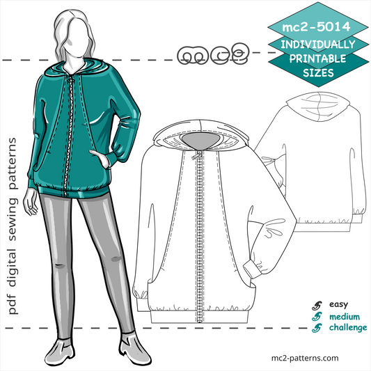 Jersey Dolman Hoodie Loose-fit Jacket with a Zipper and Inseam Kangaroo Pockets/No Lining