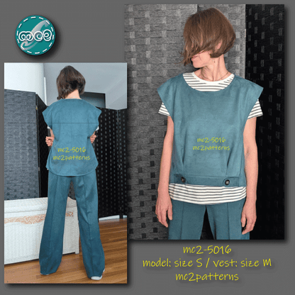 Sculptural Vest with Cropped Front / NO-lining / mc2-5016