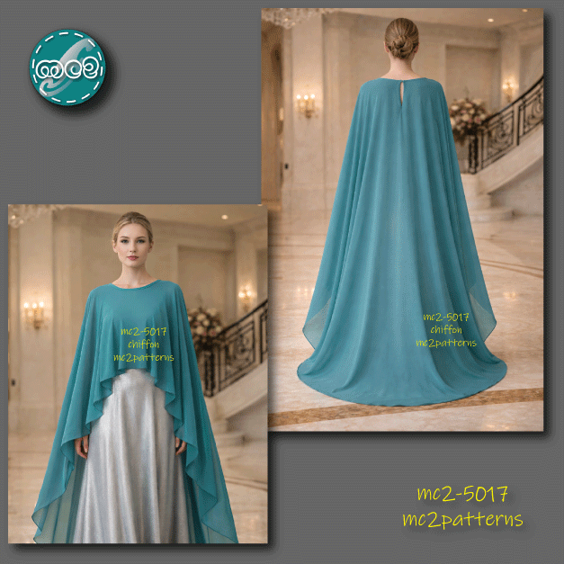 Elliptical High-Low Cape with Back-neck Slit / mc2-5017