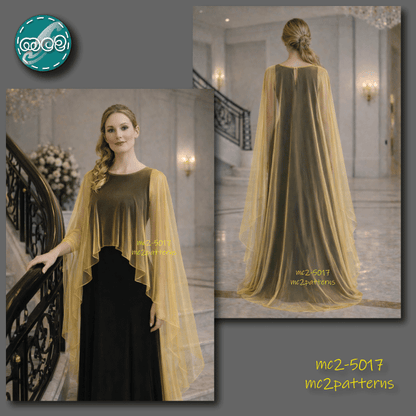 Elliptical High-Low Cape with Back-neck Slit / mc2-5017