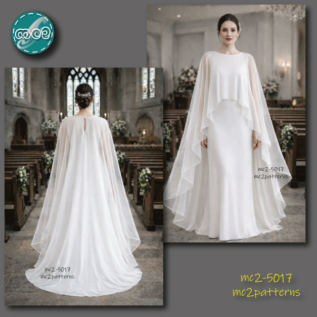 Elliptical High-Low Cape with Back-neck Slit / mc2-5017