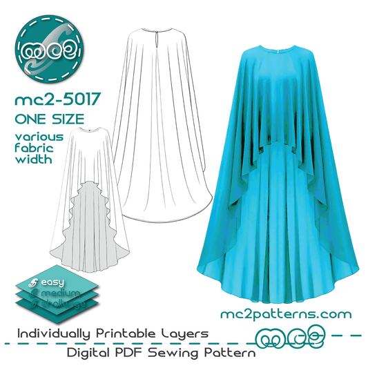 Elliptical High-Low Cape with Back-neck Slit / mc2-5017