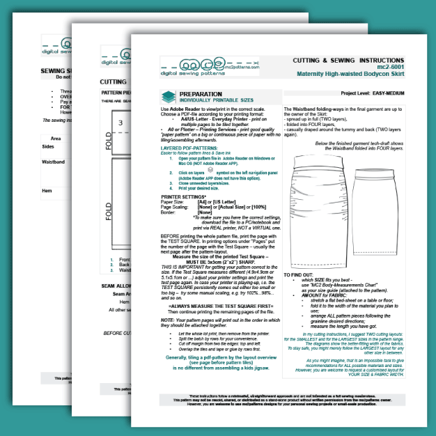 Maternity High-Waisted Bodycon Skirt, Draped Front / mc2-6001