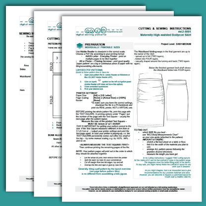 Maternity High-Waisted Bodycon Skirt, Draped Front / mc2-6001