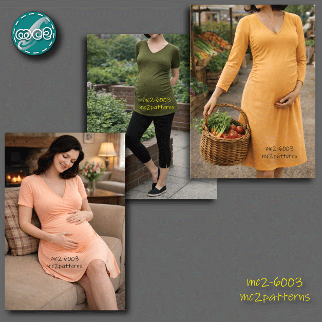 Maternity Draped-Front A-Line Dress / mc2-6003