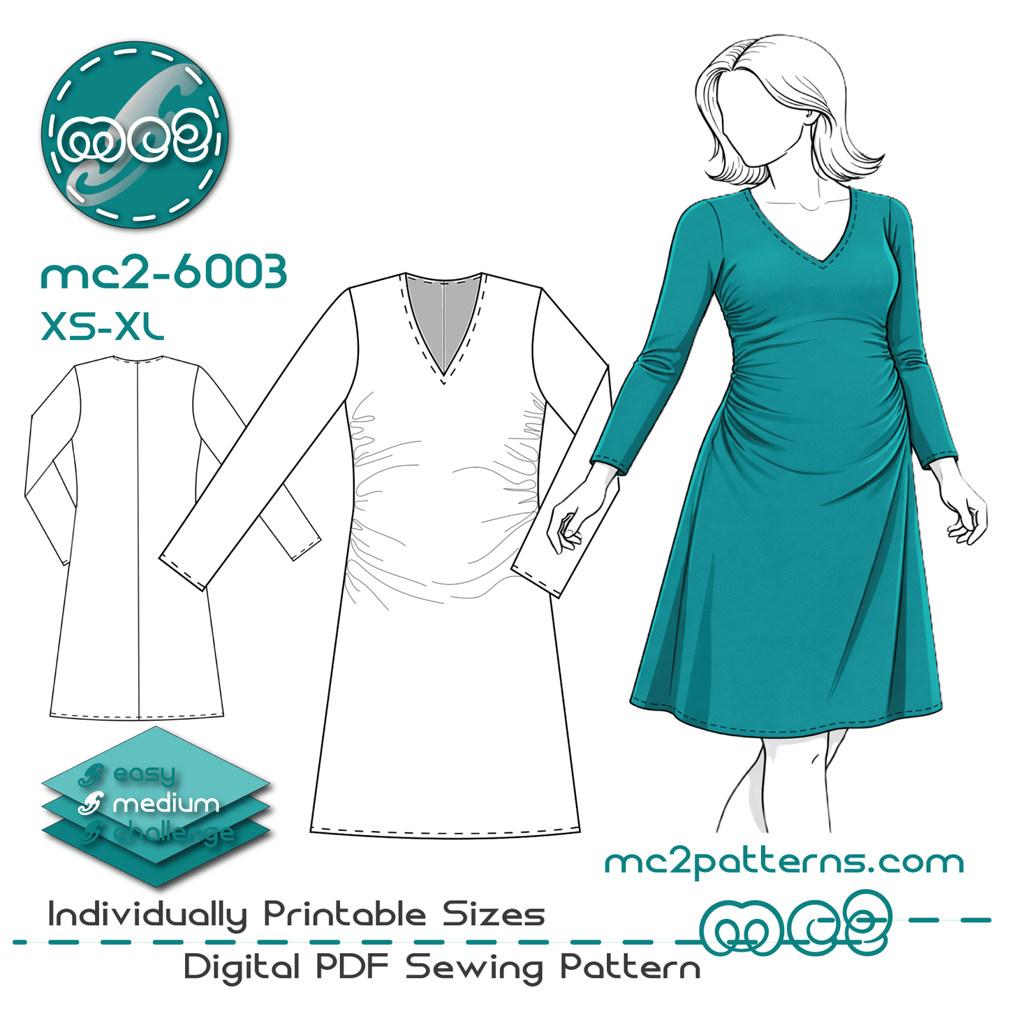 Maternity Draped-Front A-Line Dress / mc2-6003