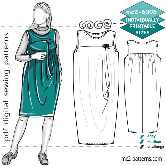 Maternity Dress with Fancy Draped-Front & Yokes