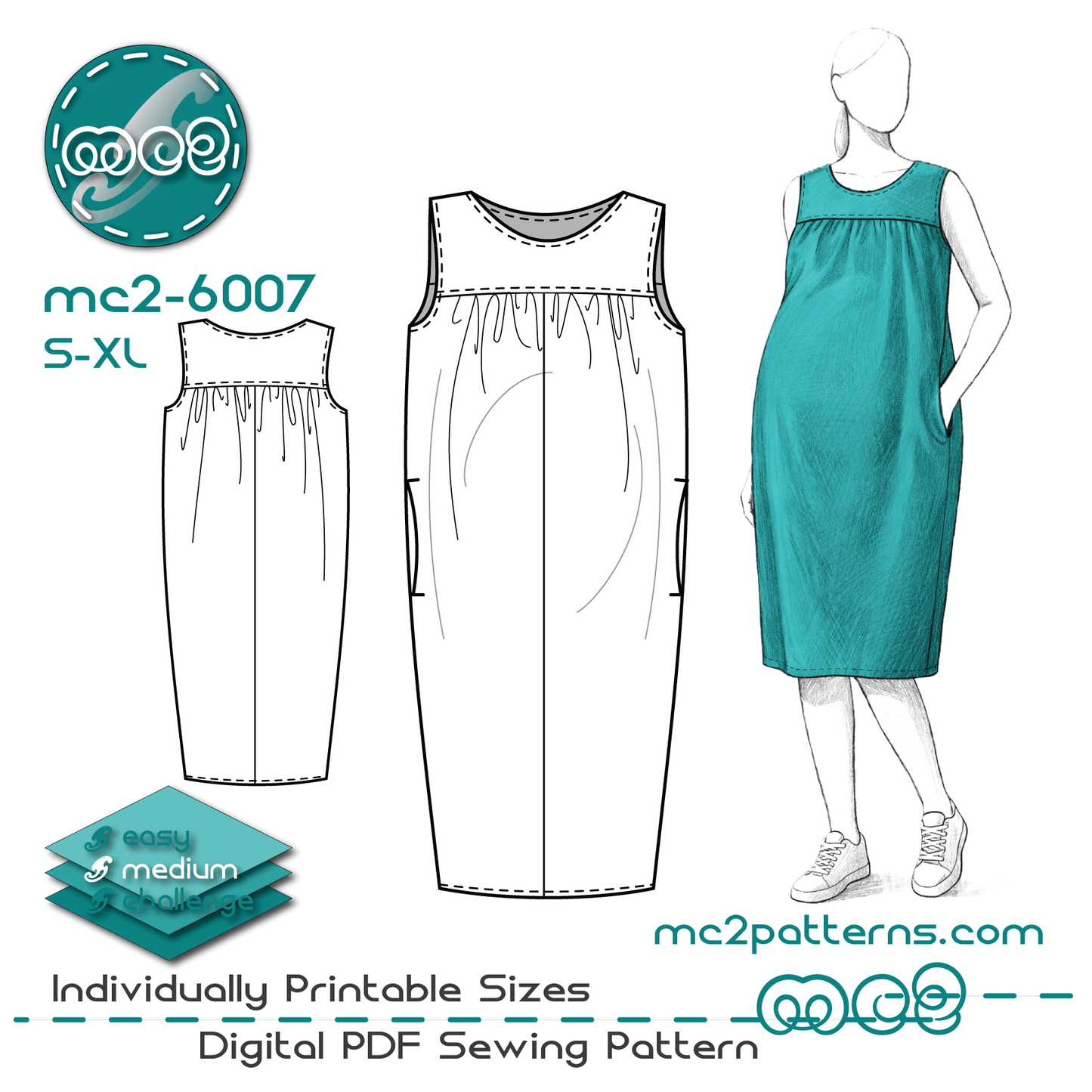 Maternity Dress, Yokes, In-seam Pockets / mc2-6007