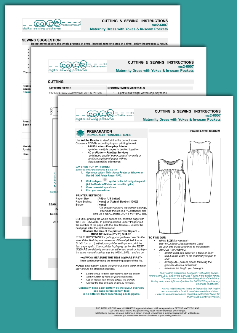 Maternity Dress, Yokes, In-seam Pockets / mc2-6007