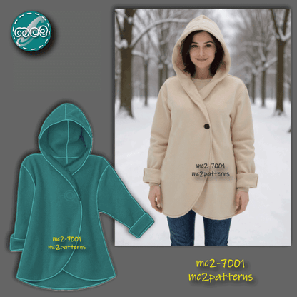 Short Wrap Coat Loose-fit Hooded Maternity-suitable / NO-lining / mc2-7001