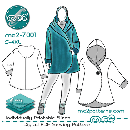 Short Wrap Coat Loose-fit Hooded Maternity-suitable / NO-lining / mc2-7001