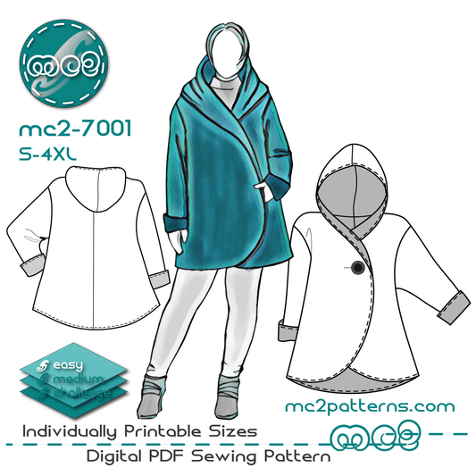 Short Wrap Coat Loose-fit Hooded Maternity-suitable / NO-lining / mc2-7001