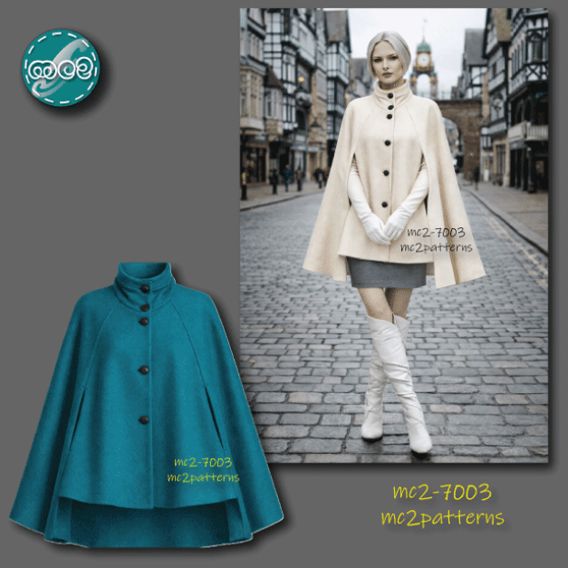 Cropped-Front Cape Coat / mc2-7003