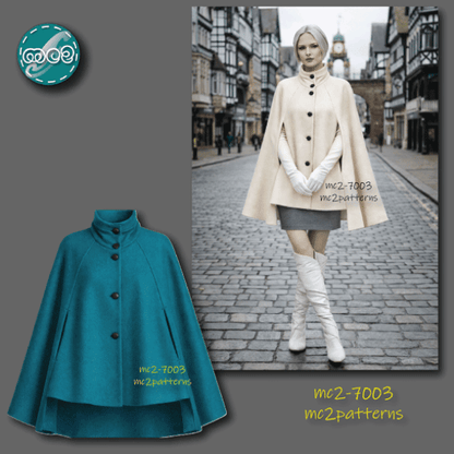 Cropped-Front Cape Coat / mc2-7003