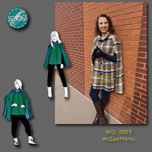 Cropped-Front Cape Coat / mc2-7003