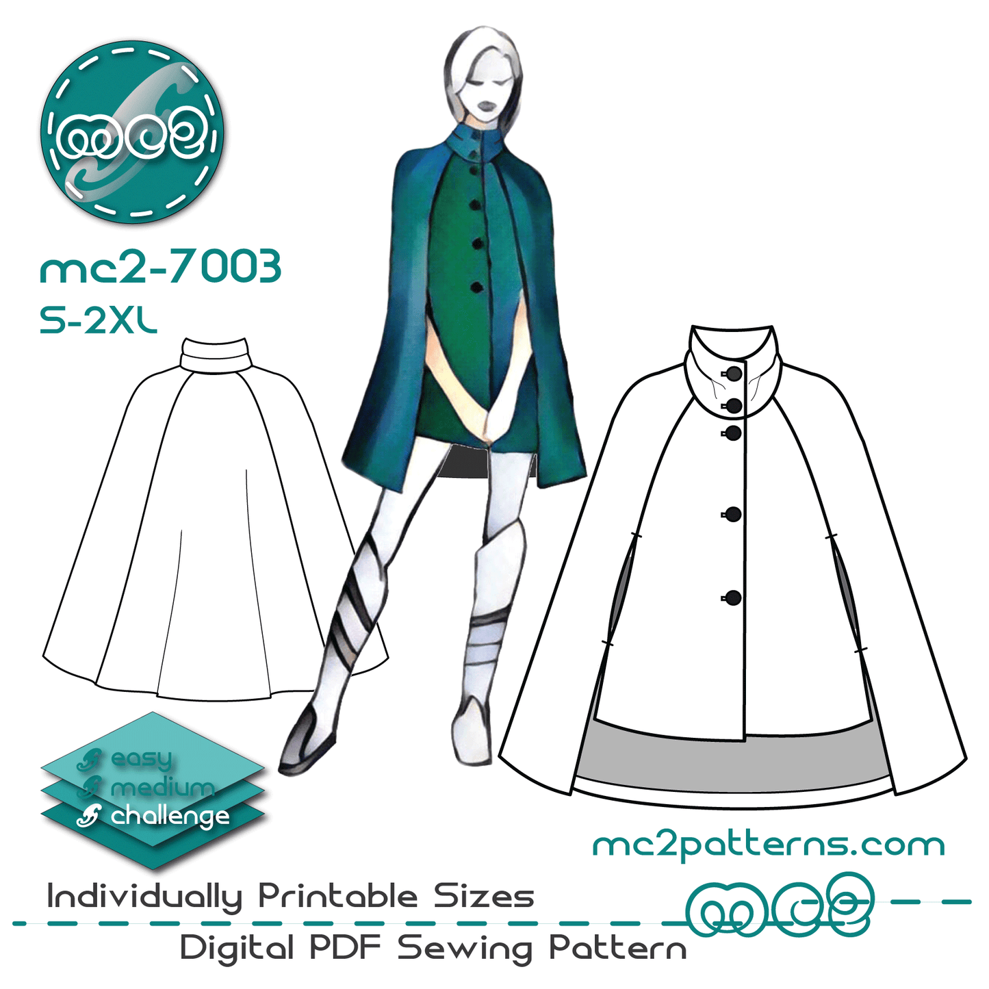 Cropped-Front Cape Coat / mc2-7003