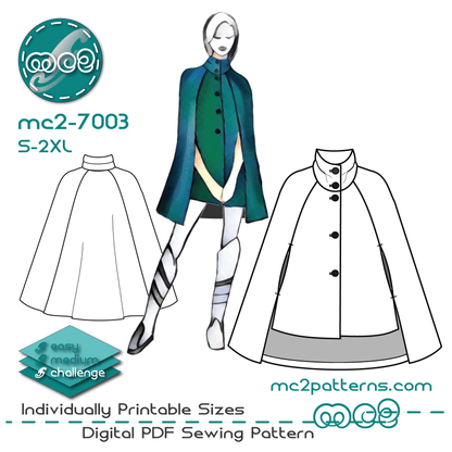 Cropped-Front Cape Coat / mc2-7003