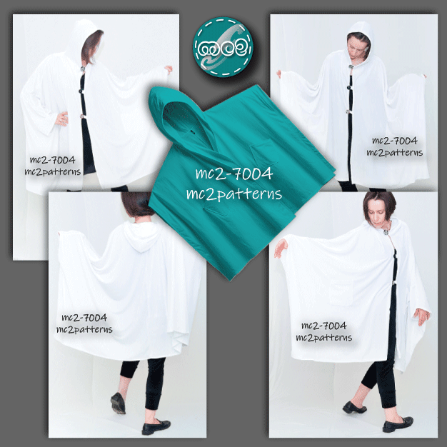 Hooded Cape Poncho Beginner-friendly / NO-lining / mc2-7004
