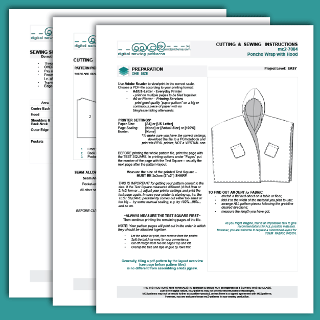 Hooded Cape Poncho NO-lining Beginner-friendly