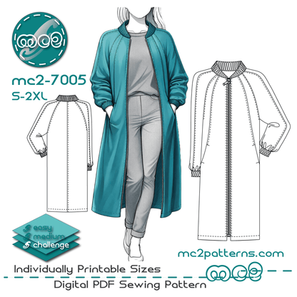 Bomber-style Coat, Raglan Sleeves / NO-lining / mc2-7005