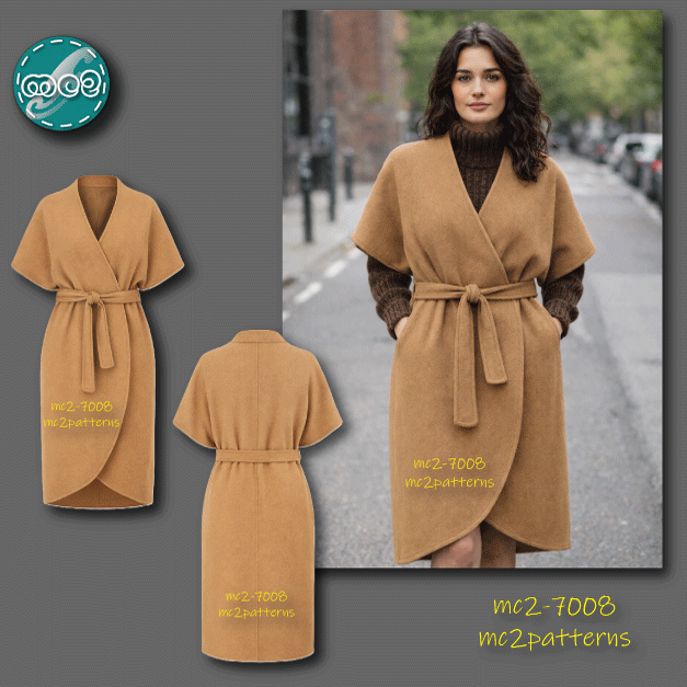 Wrap Coat, Short Dolman Sleeve / mc2-7008