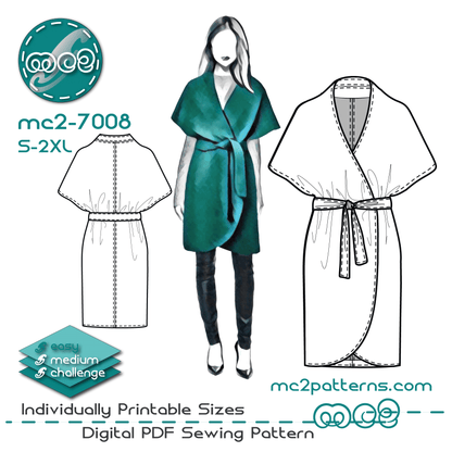 Wrap Coat, Short Dolman Sleeve / mc2-7008