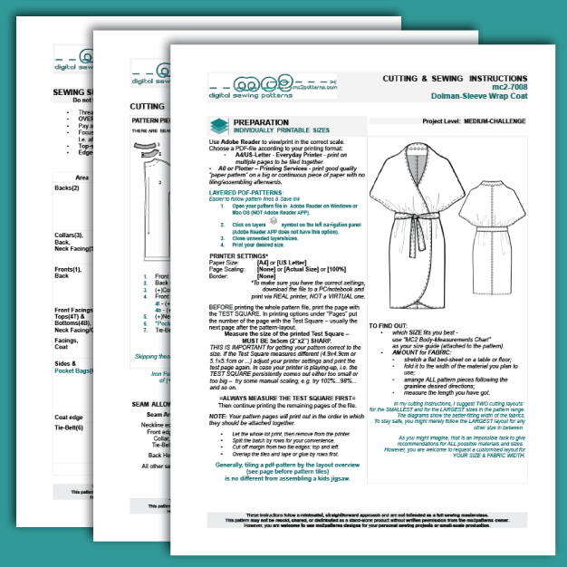 Wrap Coat, Short Dolman Sleeve / mc2-7008