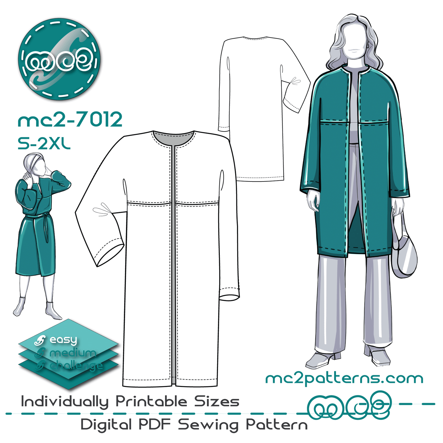 Coat Jacket Bathrobe Easy-to-make / NO-lining / mc2-7012