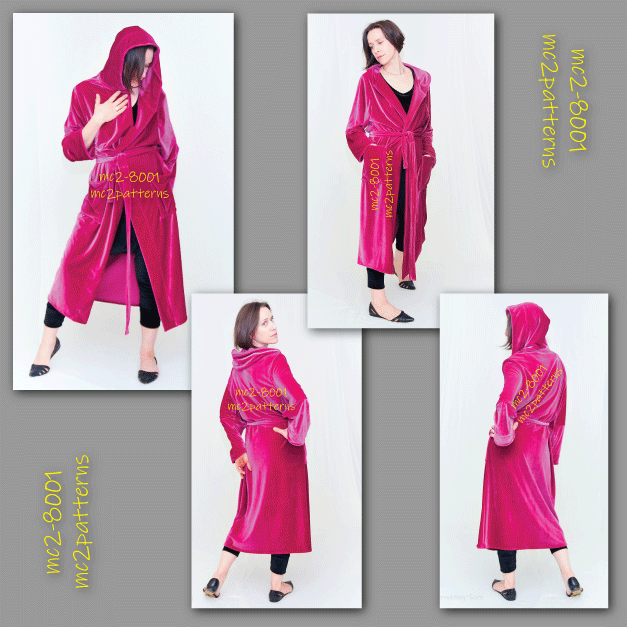 Hooded Robe/ Bathrobe/ Dressing Gown with Patch Pockets