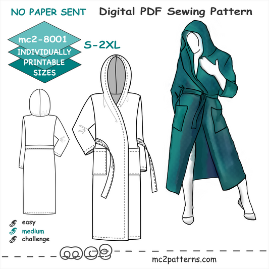 Hooded Robe Bathrobe Dressing Gown / mc2-8001