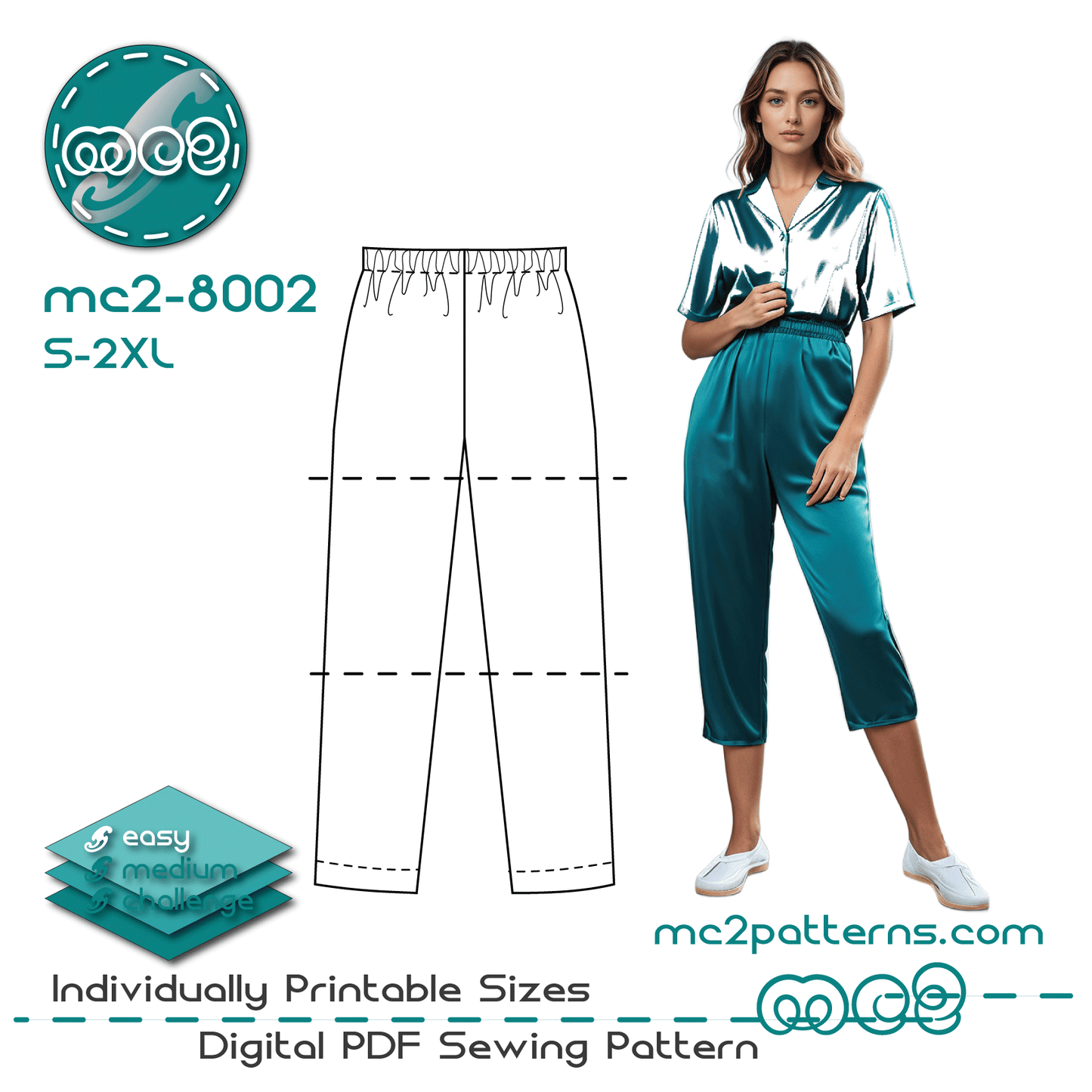 Pull-on Pants Culottes Shorts Pyjama Pajama NO-side-seam / mc2-8002