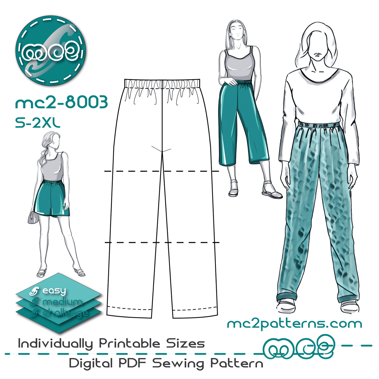 Pull-on Pants Culottes Shorts Pyjama Pajama Side-seam / mc2-8003