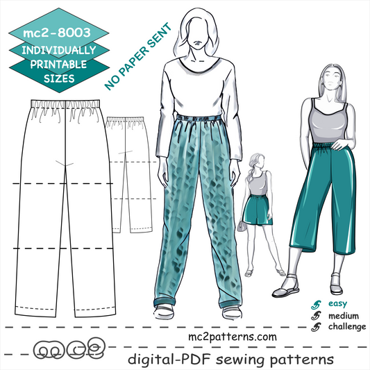 Pull-on Pants Culottes Shorts Pyjama/Pajama Side-seam