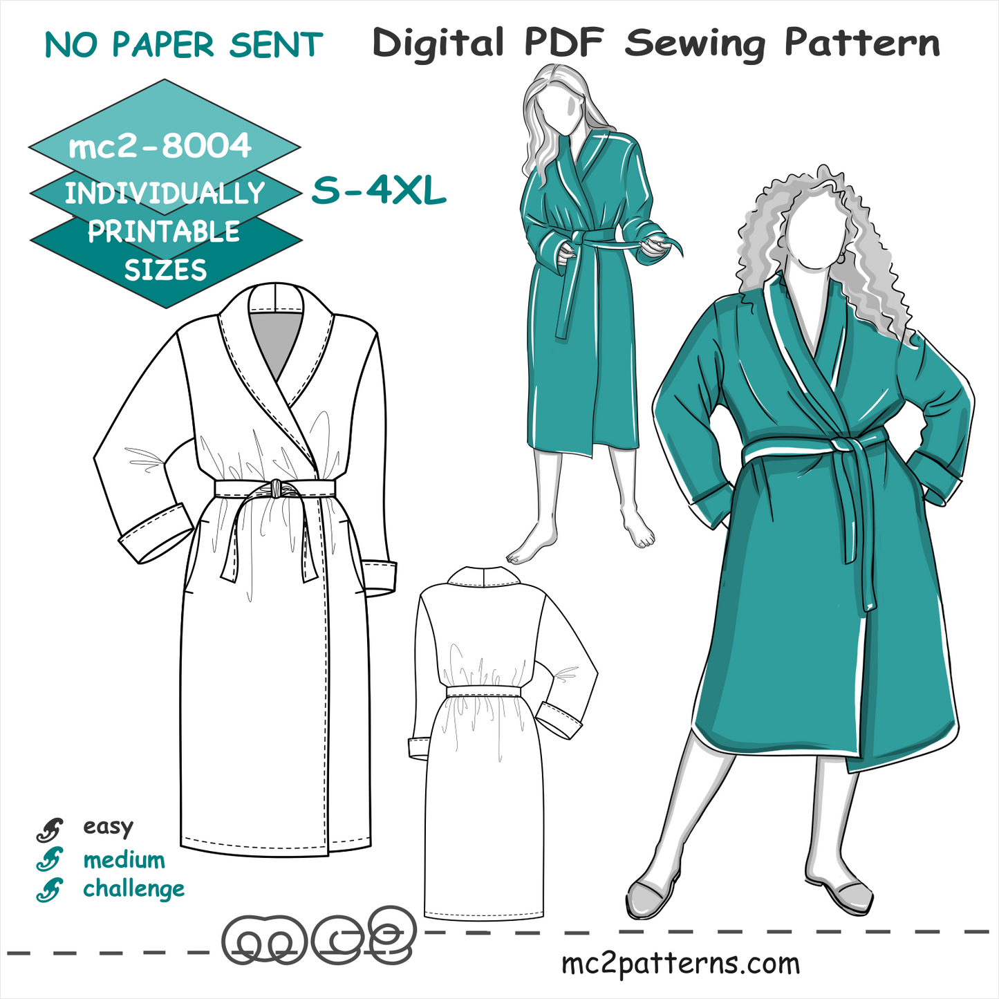 Robe, Shawl Collar, In-seam Pockets / mc2-8004