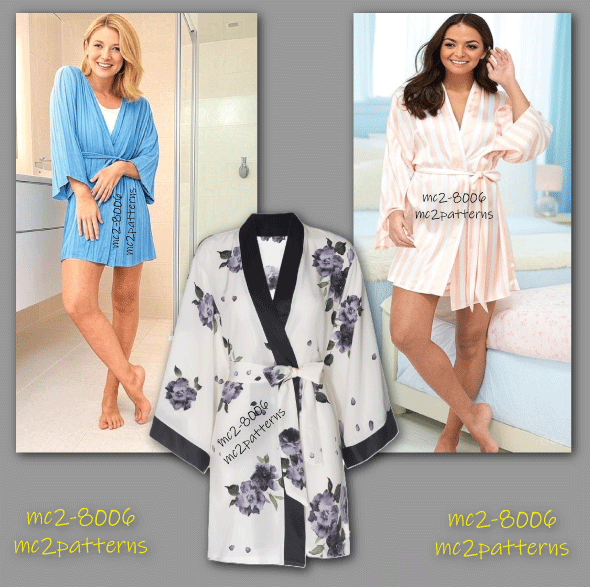 Short Kimono-style Robe/ Bathrobe/ Dressing Gown