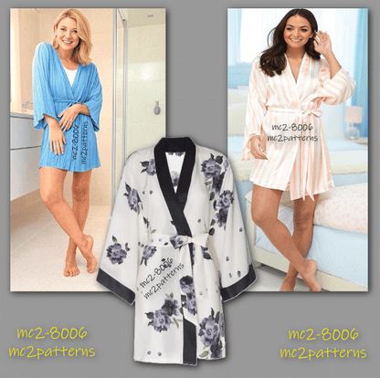Short Kimono-style Robe/ Bathrobe/ Dressing Gown