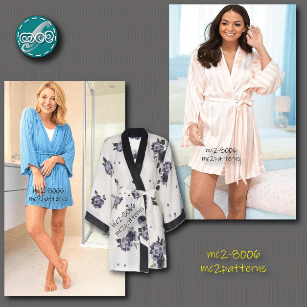 Short Kimono-style Robe Bathrobe Dressing Gown / mc2-8006
