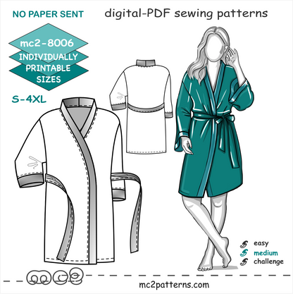 Short Kimono-style Robe/ Bathrobe/ Dressing Gown