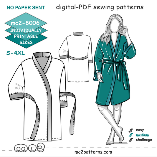 Short Kimono-style Robe/ Bathrobe/ Dressing Gown