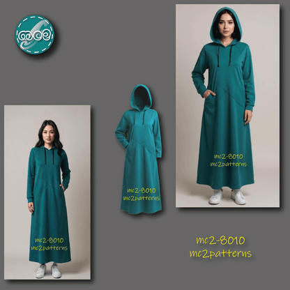 Hoodie Dress Raglan Cross-design-pockets Jersey / mc2-8010