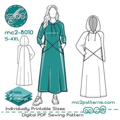 Hoodie Dress Raglan Cross-design-pockets Jersey / mc2-8010
