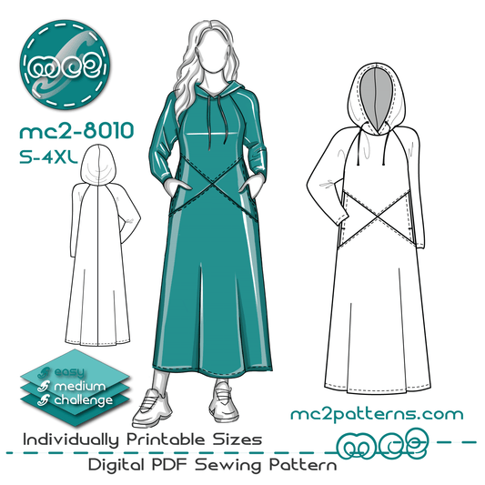 Hoodie Dress Raglan Cross-design-pockets Jersey / mc2-8010